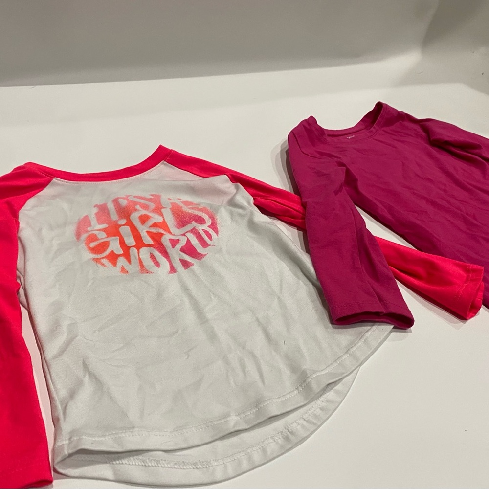 2/$15- under armor- it’s a girls world. Garanimals- dark pink long sleeve 3T - Picture 2 of 4